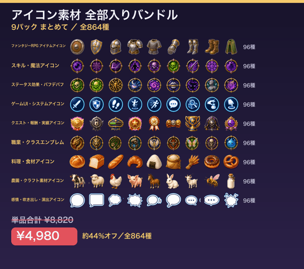 全部入りバンドル（9パック・864種）